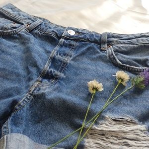 Ripped Mom Jean Shorts